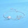 Estilo japonês e coreano s925 Sterling Silver Plated 18K Gold Double Love Bracelet Pulseira feminina leve de luxo simples pérola de coração para coração DIY