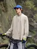 Camiseta Manga Longa Cor Sólida Secagem Rápida Masculina Woodpecker Retrô Primavera e Outono 2025 Solta Esportiva Camada Base Anti-sol Top