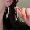 Brincos de Corrente Longa com Garras Exageradas Elegantes de Prata S925 com Strass para Mulheres Brincos com Franjas de Diamante Colorido Europeus e Americanos Brincos da Moda