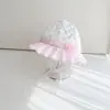Chapéu de Bebê Verão Malha Fina Respirável Chapéu de Pescador para Meninas Laço de Princesa Proteção Solar Chapéu Bucket Primavera