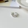 Anillo Abierto Distintivo de Plata de Ley S925 Estilo Coreano Kassett Moda Retro Viejo Línea Cruzada Trenzado para Mujer