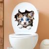 Adesivos de Parede Gato 3D Transfronteiriços Decoração de Banheiro e Vaso Sanitário Adesivos Autoadesivos Adesivos para Vaso Sanitário Adesivos para Tampa de Vaso Sanitário YH33038