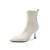 Botas Elásticas Quadradas Pequenas para Mulheres, Botas Slim para Outono e Inverno, Novas Botas de Salto Alto Stiletto Sexy, Botas Curtas Elásticas para Mulheres, Botas Individuais de Tamanho Grande