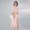 Blazer Feminino para Primavera e Verão com Mangas Médias, Conjunto Profissional, Estilo Fino, Saia Elegante de Acetato, Conjunto Feminino Estilo Francês