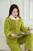 Pijama de Otoño e Invierno para Mamá, para Mujeres de Mediana Edad y Mayores, Estilo Franela, Estilo para Todas las Estaciones, Talla Grande, Estilo Engrosado de Invierno, Cálido y Cómodo