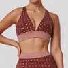 Sujetador de Yoga Sexy Amazon de Colores Bloqueados y Lunares con Diseño de Espalda Cruzada, Sujetador Deportivo de Alta Elasticidad, Ropa para Entrenamiento y Fitness