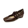 Zapatos Mary Jane Cuadrados con Tira Cruzada Elástica para Mujer, Aumentan 5CM de Altura, Estilo Retro Nuevo 2026, Zapatos de Tacón Oculto de Corte Bajo
