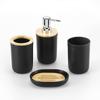 Tampa de bambu banheiro lavagem plástico quatro peças conjunto fábrica atacado vaso sanitário rack de armazenamento porta escova de dentes conjunto de quatro peças