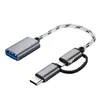 Adaptador Micro USB-C para USB Adaptador OTG Conversor de Pen Drive 2 em 1 para Android Apple