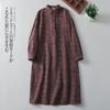 Nuevo Vestido de Algodón y Lino Estampado Vintage con Solapa Primavera 2025 Estilo Holgado Versátil Camisa Vestido Largo para Mujer