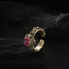 Diseño de nicho retro de industria pesada mortero flor rodillo hierba terrón corazón rupia antigua media anillo de circón femenino versátil simple