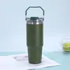 Copo Térmico de Venda Quente Transfronteiriço de 30oz com Alça Tampa Transparente Aço Inoxidável Porta-Copos de Carro Grande Capacidade para Uso Externo Copo de Gelo