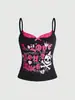 Camisola Impresa Estilo Vintage Y2K Sexy con Ribete de Encaje Ajustada Superior Moda Femenina Camiseta sin Mangas Transfronteriza Amazon 2026