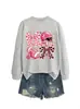 Amazon eBay Estación Independiente Moda Casual Versátil para Mujer Animadora Cuadros Lazo Sudadera Deportiva Comercio Exterior