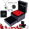 Regalo Navideño para Mamá San Valentín Amazon Transfronterizo Collar de Proyección Pendientes Joyería para Mujer Caja de Regalo Flor Eterna