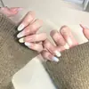 [Floral Pequeño Francés] Manicura Hecha a Mano, Uñas Portátiles, Versátil, Gama Alta, Blanqueadora, Suave, Elegante Pintura al Óleo, Dulce Monet