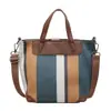 Nova Bolsa de Mão Fashion Estilo Coreano, Grande Simples Listrada de Lona Casual Moda Grande Capacidade Ombro Comutador Transversal