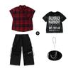 Ropa de Moda Hip-hop Traje de Hip-hop para Niños Verano de Manga Corta Jazz para Niñas Hiphop para Niños Ropa de Actuación Hip-hop