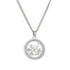 Colar feminino com pingente redondo de diamante e galho de pássaro, colar transparente de aço inoxidável com joias de animais, presente de ano novo