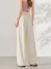 Calça Casual de Verão Lu Estilo Similar com Cintura Floral Caimento Solto Perna Reta Versátil Perna Larga Fina Respirável Emagrecedor Calça Longa