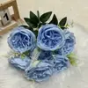 Ramo de 7 cabezas de rosa Austin Flores de seda de fábrica de alta gama directas Flores artificiales para exhibición en ventana del hogar