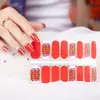 Fornecimento de fábrica adesivos de unha estampa de leopardo vermelho kit completo para 16 dedos à prova d'água adesivos de unha filme de esmalte adesivos de unha
