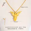 Collar Colgante Ángel Guardián Río de Amor Incrustado de Diamantes Oro Arena Mismo Estilo de la Tienda de Oro Puzuo Cadena para Clavícula Diosa de la Oración para Mujeres