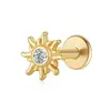 Pendientes de Plata de Ley S925 de Girasol con Diseño de Rosca, Pendientes Florales de Lujo de Alta Gama de Comercio Exterior con Montura de Diamante Redondo