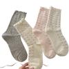 Malla Japonesa Amor Pequeño Floral Algodón para Oídos Calcetines Medios Sin Hueso Delgados con Pies Enrollados Transpirables Calcetines de Luna