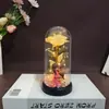 Ornamento de Flor Eterna Rosa com Folha de Ouro e Tampa de Vidro, Pequeno Presente para o Dia das Mães, Boneca de Presente, Buquê de Flores, Presente de Dia dos Namorados