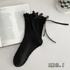 Calcetines de encaje con lazo estilo japonés de otoño para mujer, Calcetines holgados con volantes estilo ballet, Zapatos pequeños de cuero estilo uniforme JK con calcetines