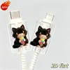 Protector de Cable de Datos con Patrón de Gato Negro Bebiendo 2D f, Antiroturas, Antivoracidad, Adecuado para Ty