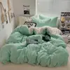 Outono/Inverno 2026 Novo Classe A Grau Mãe-Bebê Cor Sólida Bicolor Simples Leite Fleece Roupa de Cama para Casa Conjunto de Quatro Peças Espessado Quente