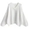 Suéter con cuello en V estilo perezoso coreano para mujer, nuevo de moda Otoño e Invierno 2023, versátil, holgado, dulce, ajustado