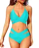Traje de Banho Feminino Dividido Europeu e Americano 2025 Transfronteiriço Estampado Combinando Cores Cintura Alta Bikini Amazon bikini