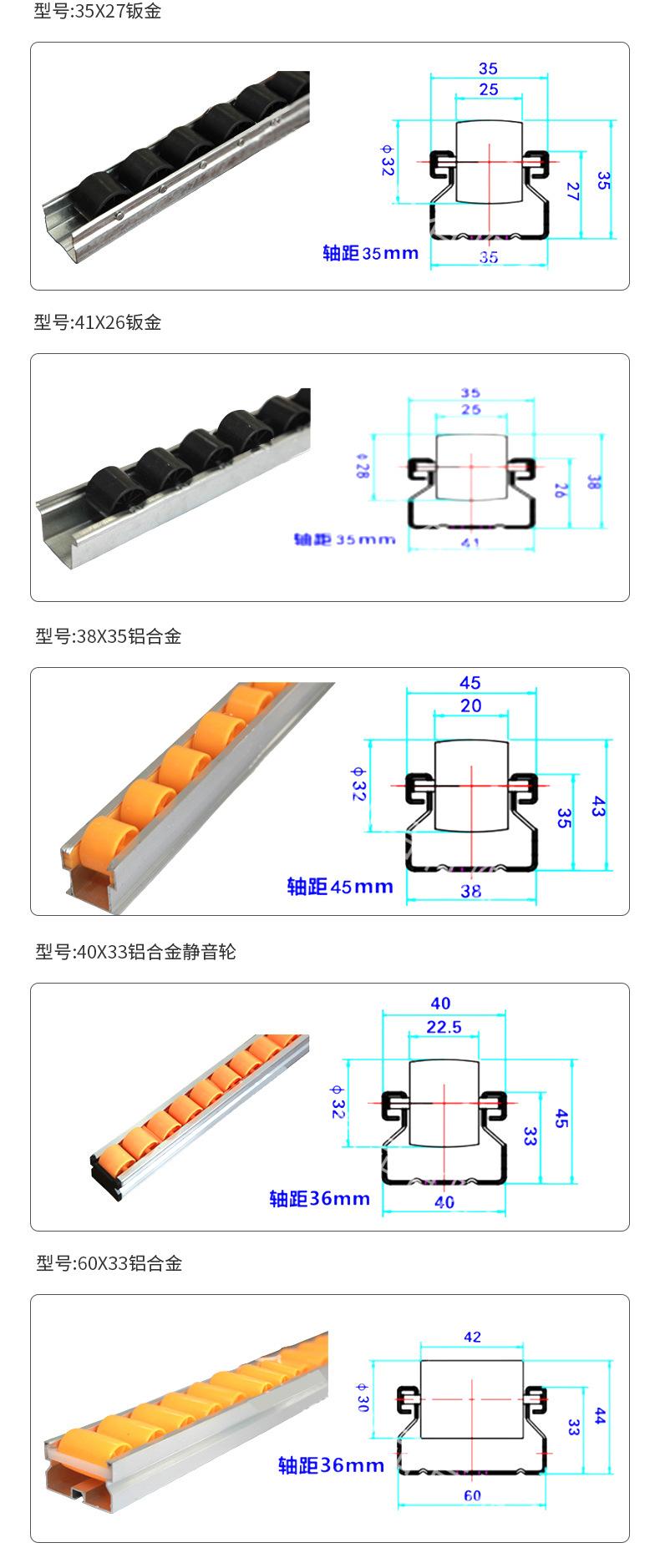 钣金流利条,加强加厚货架滑轮轨道,铝合金防静电滚轮导轨,卸货滑轨