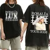 Camiseta Lavada Retro del Álbum Rosalia Lux Tour 2025 para Hombre y Mujer, Camiseta Casual Oversize de Algodón, Moderna y Tendencia