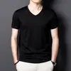 Camiseta Básica de Manga Corta para Hombre con Cuello en V, Color Liso de Verano, Camiseta Interior Simple Versátil de Media Manga, Fresca de Secado Rápido, Transfronteriza