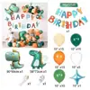 Conjunto de balões de aniversário de dinossauro com tema de floresta verde transfronteiriça conjunto de corrente de balões decoração de festa tema selva
