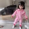Internet Celebrante Traje Casual de Estilo Coreano para Niñas Primavera Nuevo Estilo Occidental Dibujos Animados Polo Top Pantalones Conjunto de Dos Piezas