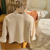 Suéter básico de cuello alto medio para niños con forro polar, estilo coreano de otoño e invierno, estilo occidental, para hombre y mujer, bebé, top interior de terciopelo de una pieza, moda