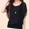 Ropa Nueva de Primavera y Verano para Mujer Tallas Grandes para Mujeres Tallas Grandes, Camiseta de Manga Corta Murciélago, Blusa de Gasa Holgada Adelgazante para Mujer