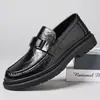 Sapatos Masculinos de Couro, Primavera Bico Redondo Solado Macio Slip-On Business Casual Estilo Britânico Mocassins, Estilo Masculino, Peça Única Dropshipping
