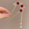 Presilhas de Cabelo Exclusivas Estilo Antigo no Atacado, Presilhas de Cabelo Flor de Magnólia, Acessórios de Cabelo com Franjas, Presilhas de Cabelo em Formato de U de Alta Qualidade