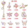 Colgante de Corazón Rosa Diamante Hecho a Mano Mariposa Borla DIY Moda Pulsera para Viajero Cadena Clavicular Aleación Accesorios DIY