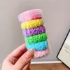 Banda de goma desechable de color en lata para el pelo de mujer cuerda para el pelo con cubierta de cuero banda de goma para el pelo de niños que no daña el pelo banda para el pelo tocado cuerda para el pelo