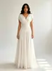 Vestido de Noche Elegante Blanco Plisado 865W para Mujer, Fiesta de Banquete Transfronteriza Boda Dama de Honor 2026 Vestido de Gasa