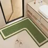 Alfombra de Piso para Baño en Forma de L, Alfombra Antideslizante, Alfombra Suave Absorbente de Lodo Diatomeas para Entrada de Baño, Alfombrilla de Pies de Secado Rápido, Alfombra para Lavabo