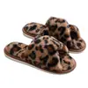 Nuevas Pantuflas de Algodón con Estampado de Leopardo, Cruzadas, de Punta Abierta, para Casa, Interiores, Invierno, Cálidas y Cómodas para Mujer