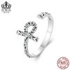 Avale Anillo Abierto Original Personalizado con Patrón de Cruz Plata Esterlina S925 Anillo Ajustable Joyería Joyería de Mano